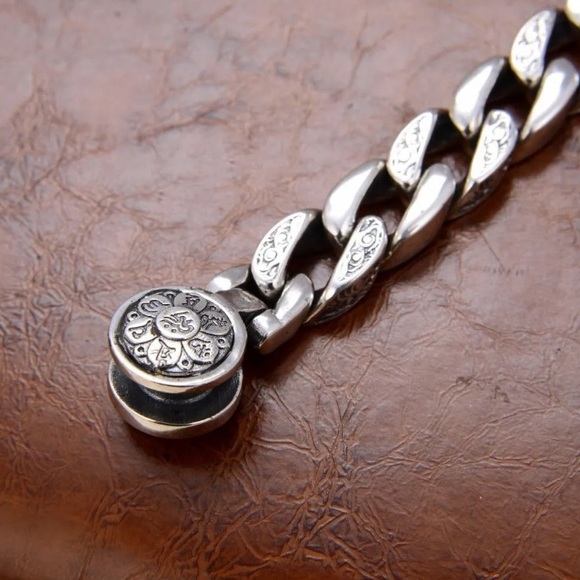 Stainless Steel Chain Link Bracelet, Mantra, Screwbar Curb Chain - Picture 12 of 13
